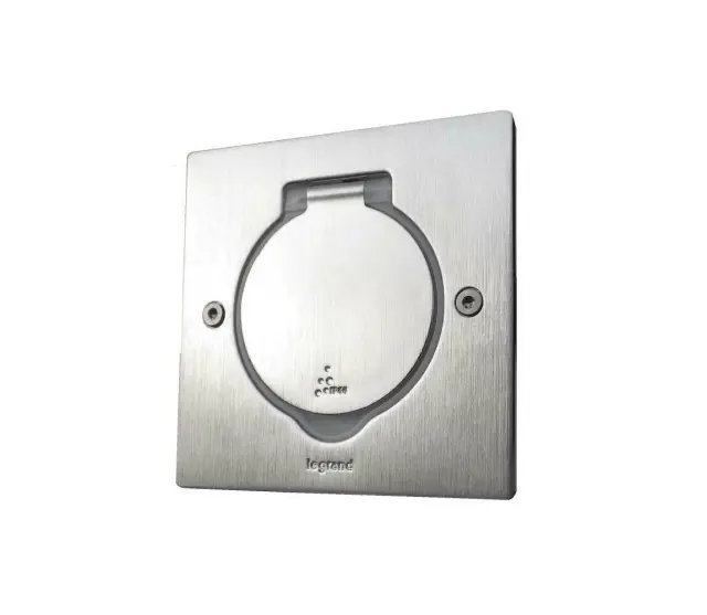 FLOOR SQUARE RECEPTACLE BRUSHED STAINLESS STEEL