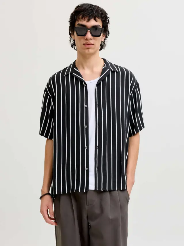 JJEJEFF RESORT STRIPE SHIRT S/S SN Black 3