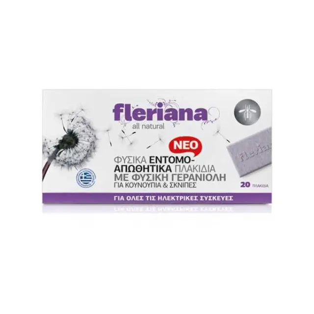 Fleriana Εντομοαπωθητικά Πλακίδια Με Φυσική Γερανιόλη 20 πλακίδια / συσκευασία