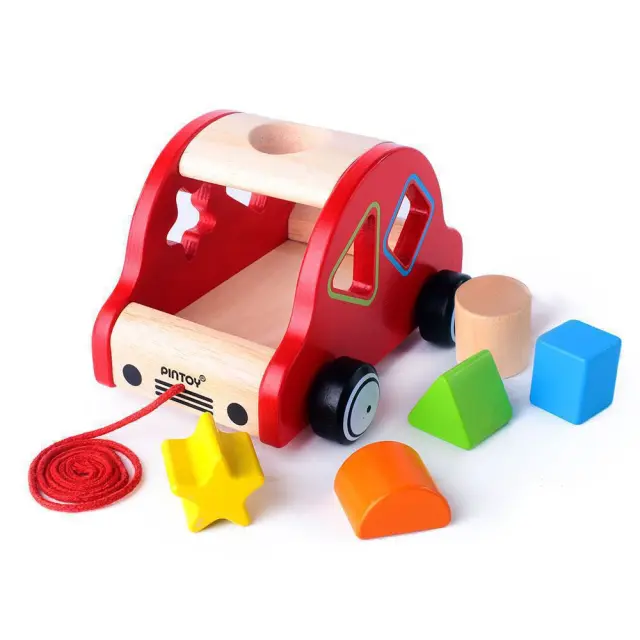 Pin Toys Ξύλινη Τρεχαλίτσα ταξινόμησης 'Αυτοκινητάκι' με τουβλάκια από 12+ μηνών 802821