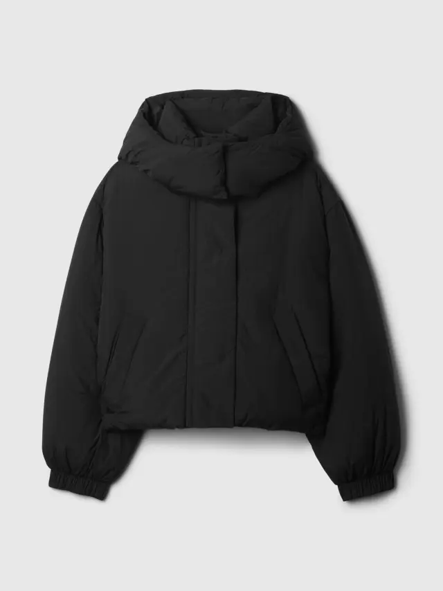 Μαύρο Cropped Duvet Wrap Φουσκωτό Μπουφάν Black - L