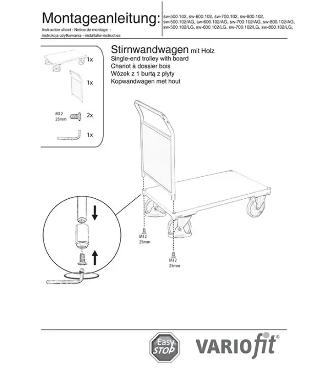 Variofit sw-800.102 Τρόλεϊ Μεταφοράς για Φορτίο Βάρους ως 500kg 2