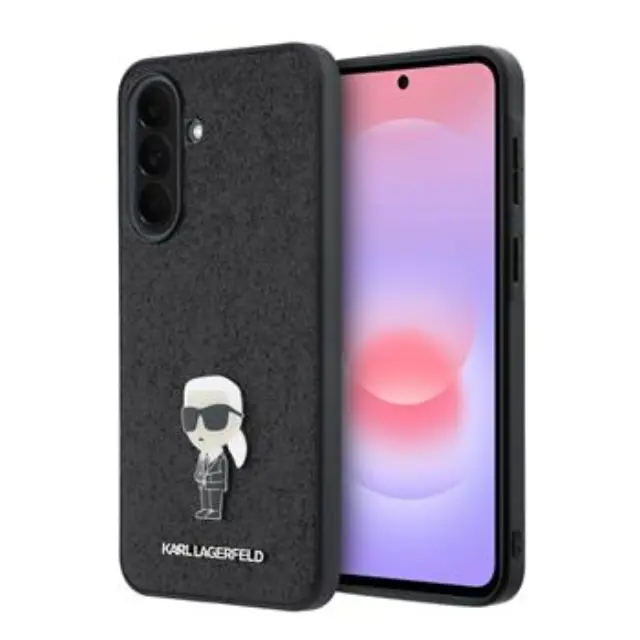 Karl Lagerfeld Fixed Glitter Metal Ikonik Case for Samsung Galaxy A37 Black