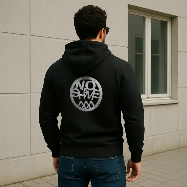Φούτερ Noshame® Μαύρο με κουκούλα και τύπωμα - 512594 - XXL