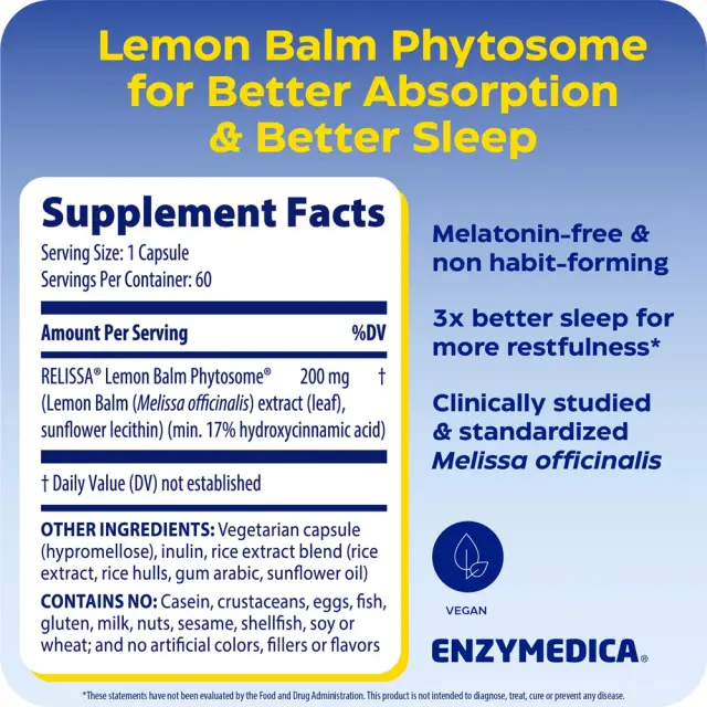 Enzymedica Sleep & Stress Lemon Balm Phytosome® 2