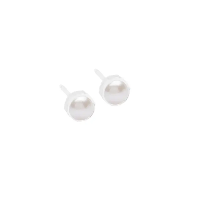 Blomdahl Medical Plastic Pearl White Σκουλαρίκια 6mm