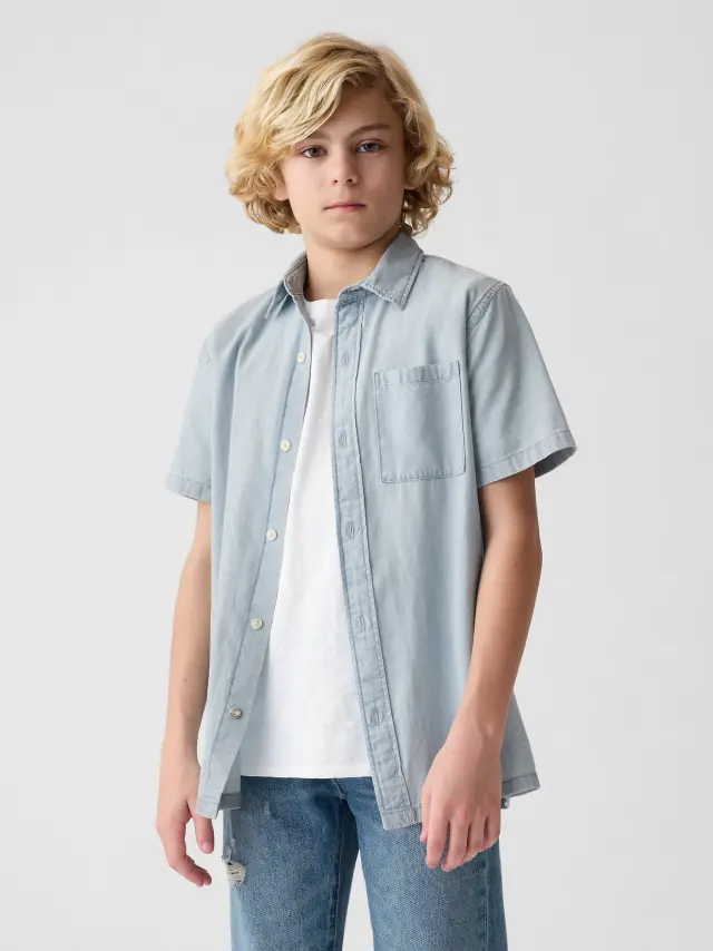 Μπλε Παιδικό Denim Πουκάμισο light wash