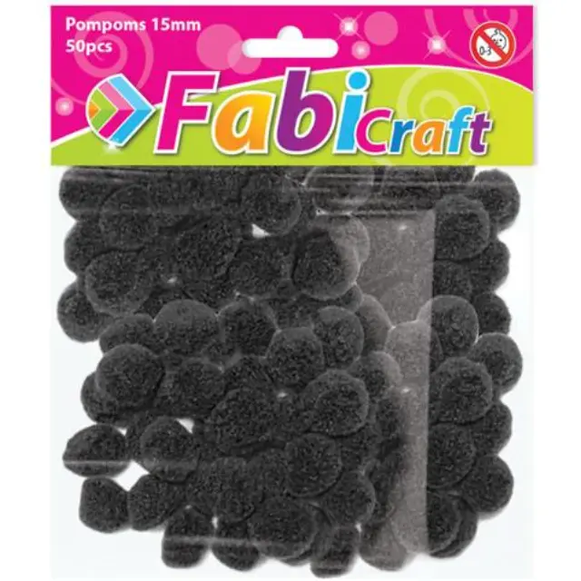 Pompoms Fabi 1.5cm 50τεμ Μαύρο
