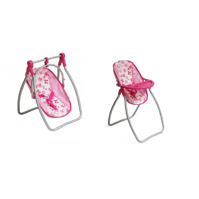 Moni Toys Lovely Bear Καρεκλάκι Φαγητού και Κούνια Κούκλας 2σε1 Pink 3+ Ετών