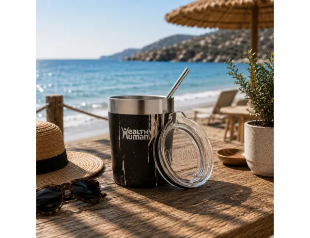 Ποτήρι Θερμός Cruiser Healthy Human με χωρητικότητα 354ml και διατήρηση θερμοκρασίας 12h ζεστό / 24h κρύο - Black Onyx 12OZ - Black Onyx