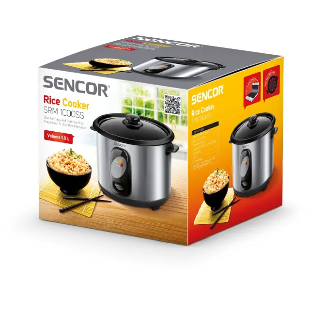 Ατμομάγειρας Ρυζιού Rice Cooker 1lt Stainless Steel Sencor SRM 1000SS Ασημί 2