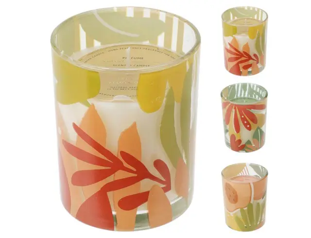 Αρωματικό Κερί CC5073320 Σε γυάλινο Deco δοχείο 8 x 10 cm, σε 3 επιλογές σχεδίου και αρώματος, fresh lemonade , peach special drink , avocado milk shake . CC5073320 2