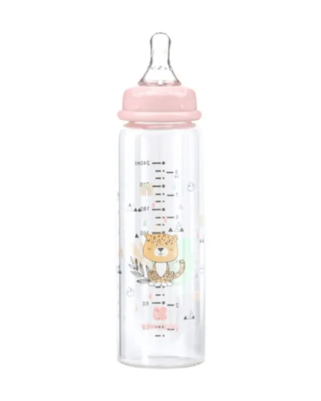 Kikka Boo Μπιμπερό Γυάλινο 240ml Savanna Pink 31302020117