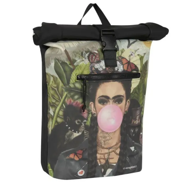New Rebels Mart Art Roll-Top Backpack (L): Bubble Gum Frida