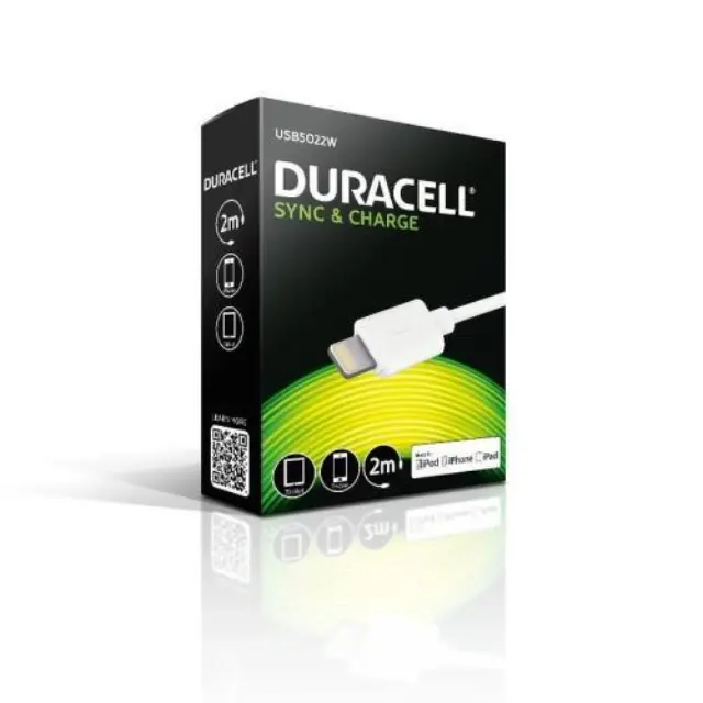Καλώδιο Σύνδεσης USB 2.0 Duracell USB A σε MFI Lightning 15W 2m Λευκό N24622