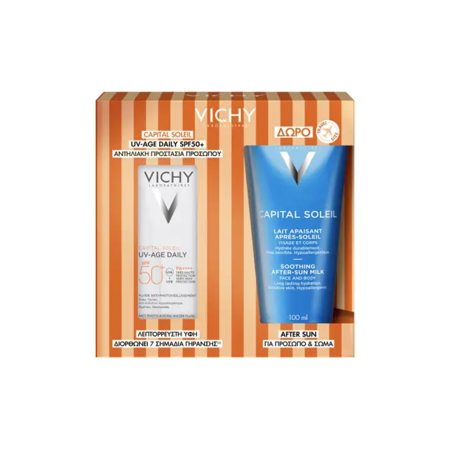 Vichy Capital Soleil Promo με UV-AGE Daily Λεπτόρρευστο Αντηλιακό Προσώπου SPF50+, 40ml & Δώρο After Sun για Πρόσωπο & Σώμα 100ml, 1σετ
