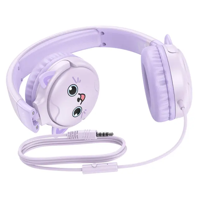 Ακουστικά Kids Hoco W61 με Μικρόφωνο 3.5mm Μωβ 1.2m 3