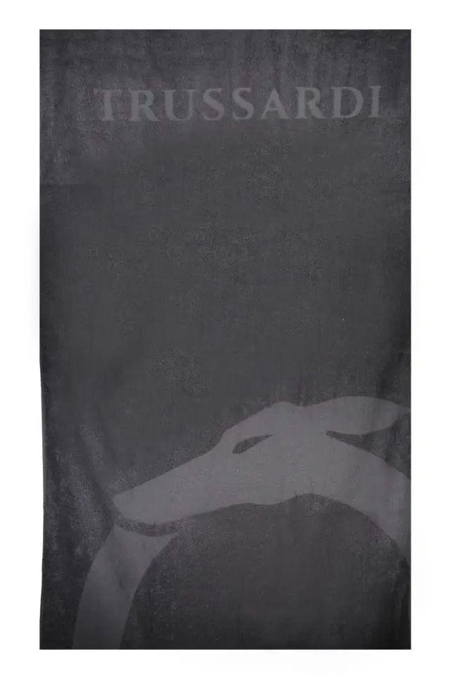 Trussardi Jeans - Πετσέτα Θαλάσσης Βαμβακερή σε Μαύρο Χρώμα (88x170εκ.) TRU2MTW01-03BLAC