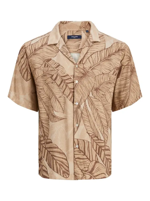 JPRBLUREX PRINT RESORT SHIRT S/S LN Beige - L