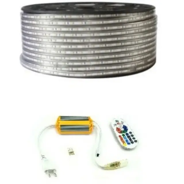 Αδιάβροχη ταινία led RGB 220V 5050SMD 10 μέτρα μαζί με τηλεχειριστήριο και το τροφοδοτικό