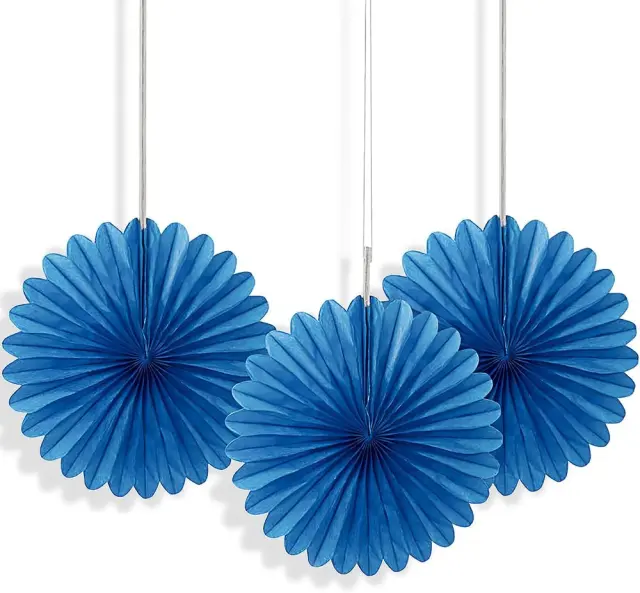 Διακοσμητικές Βεντάλιες Χάρτινες Μπλε / Blue / 3 τεμ.