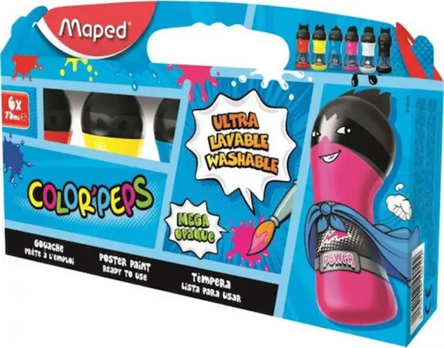 Maped Peps Τέμπερες Ζωγραφικής Πολύχρωμες σε Βαζάκι 75ml 6τμχ / 810010 (Maped)
