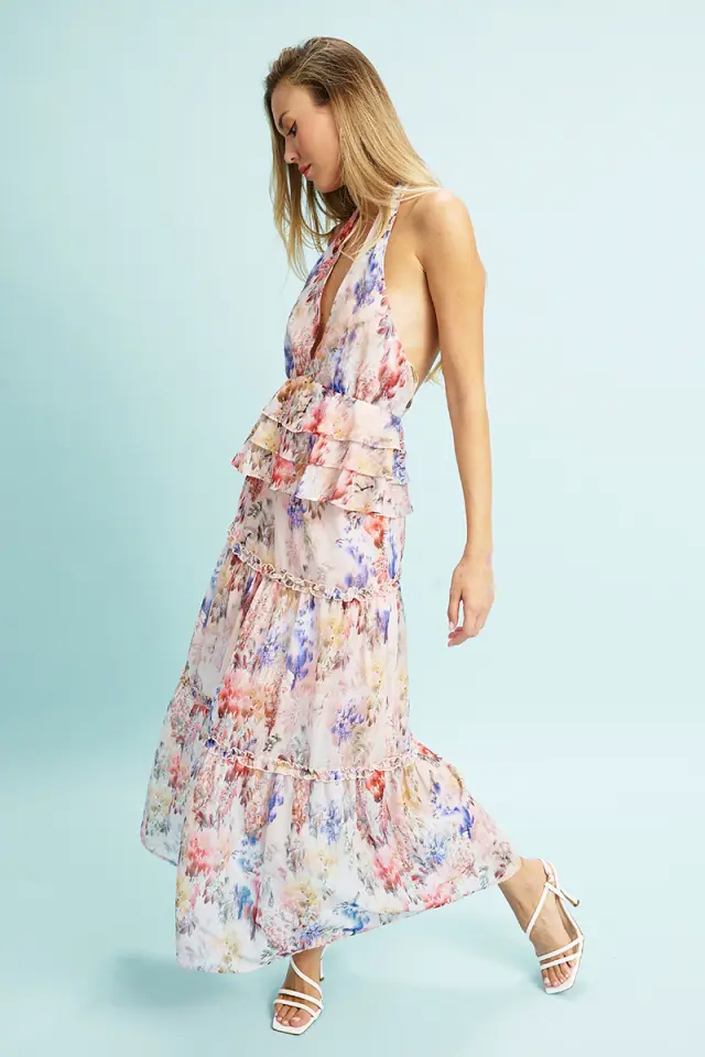 Floral Maxi Φούστα με Βολάν SAYA SKIRT - XS