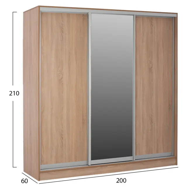 ΝΤΟΥΛΑΠΑ 3ΦΥΛΛΗ ΣΥΡΟΜΕΝΗ ΜΕ ΚΑΘΡΕΠΤΗ SONAMA OAK FB92435 200X60X210Υεκ 2