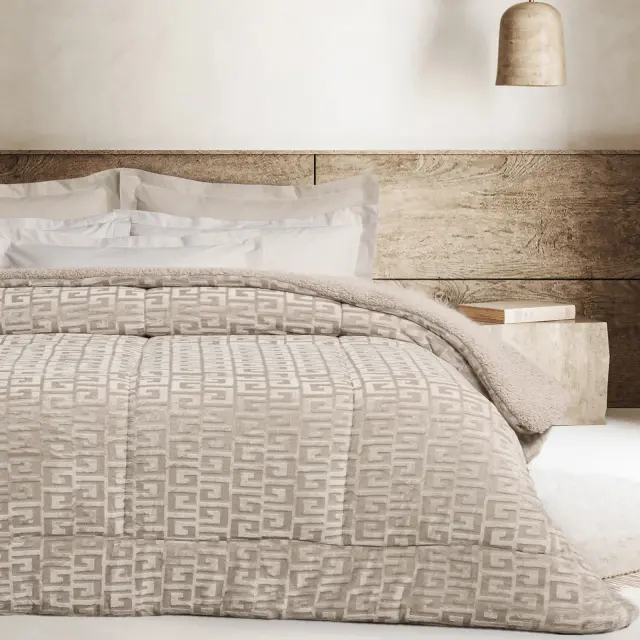 Κουβερτοπάπλωμα 220x240 Υπέρδιπλο 720gsm Fleece Sherpa Das Home 1393 Taupe 100% Πολυέστερ