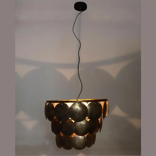 Φωτιστικό Κρεμαστό Καφέ Μέταλλο 54.5x54.5x41.5cm 3