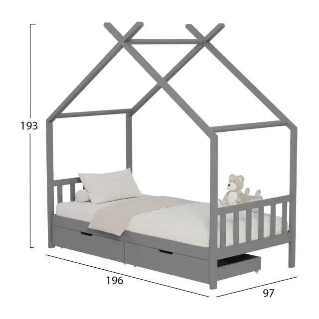 ΚΡΕΒΑΤΙ ΠΑΙΔΙΚΟ FB9680.05 τ.MONTESSORI-2 ΣΥΡΤΑΡΙΑ- ΞΥΛΟ ΠΕΥΚΟΥ ΓΚΡΙ-190x90εκ 3