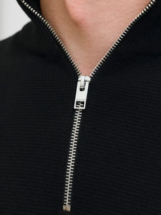 JPRBLAMILANO STITCH KNIT HALF ZIP SN - Black 2