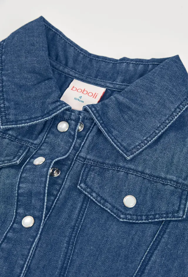 Boboli denim φόρεμα συνδυασμένη για κορίτσι 303130-BLUE 3