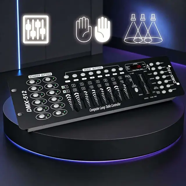 LIGHT4ME DMX 192 MKIII fader DMX controller for stage lighting 192-channel 8 faders 23 scene banks 6 chases 19" rack 2U 3