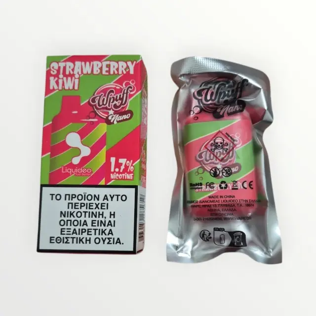 Liquideo Wpuff Nano Strawberry Kiwi 1.7% (18mg/ml)- Ηλεκτρονικο Τσιγάρο μιας χρήσης(600 Puffs)