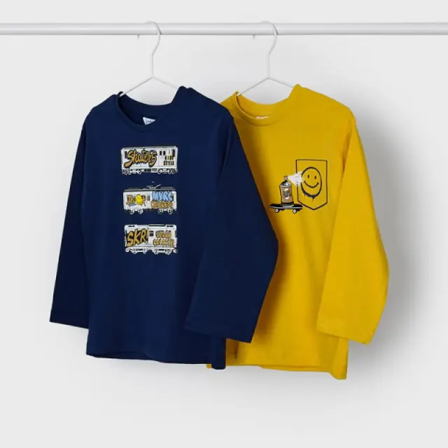 Baby 6 μηνών έως 4 ετών Σετ 2 μπλούζες Better Cotton μουσταρδί - 3Ε