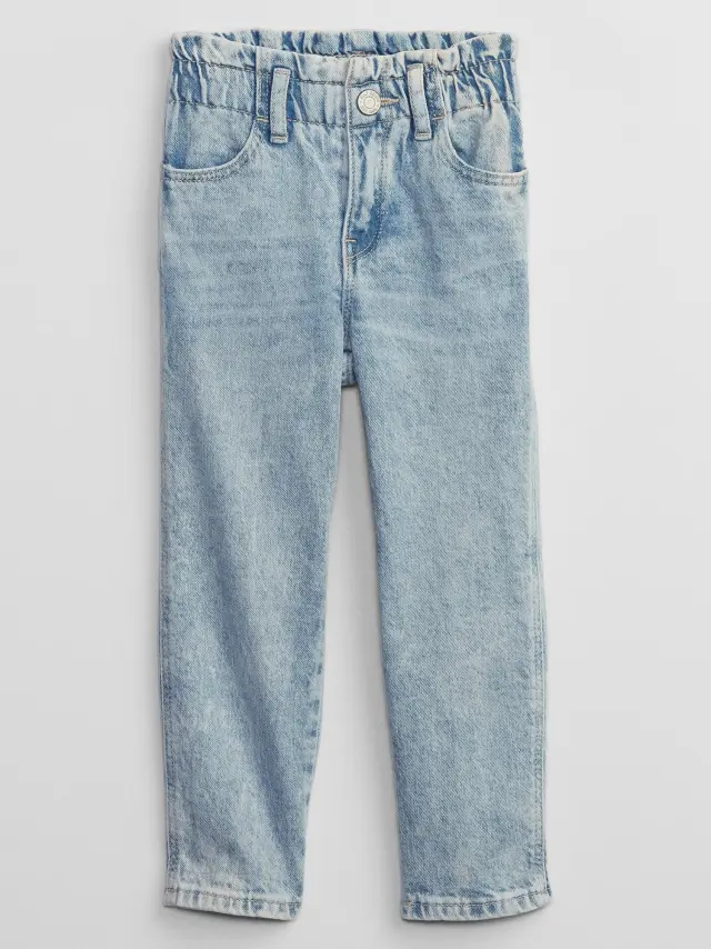 Μπλε babyGap Paperbag Mom Jean Παντελόνι με Washwell light wash