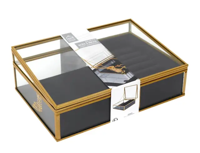 Γυάλινη Κοσμηματοθήκη Home Deco Factory με διαχωριστικά, θήκη για δαχτυλίδια και διαστάσεις 23x16x8cm HD0095 3