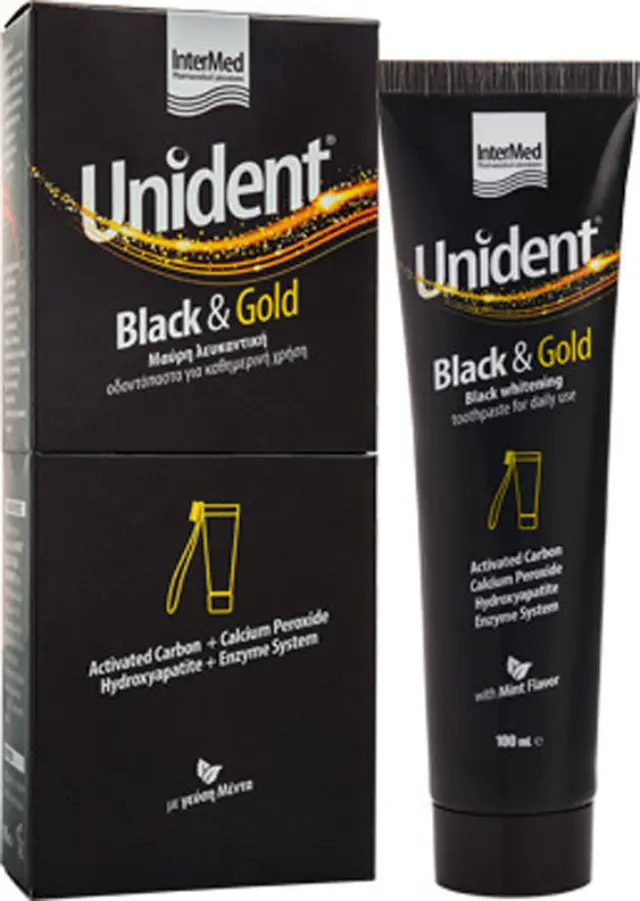 Intermed Unident Black & Gold Λευκαντική Oδοντόπαστα Μέντα, 100ml