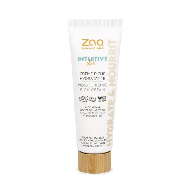 Zao Organic Skin Intuitive Moisturising Rich Cream – Βιολογική, Πλούσια ενυδατική κρέμα προσώπου για ξηρό & ευαίσθητο δέρμα