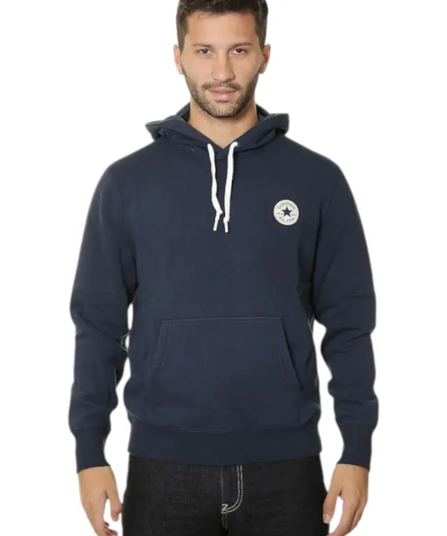 Converse - Ανδρική Μακρυμάνικη Φούτερ με Κουκούλα Chuck Patch CVM6H113-410 Μπλε Ναυτικό - XS