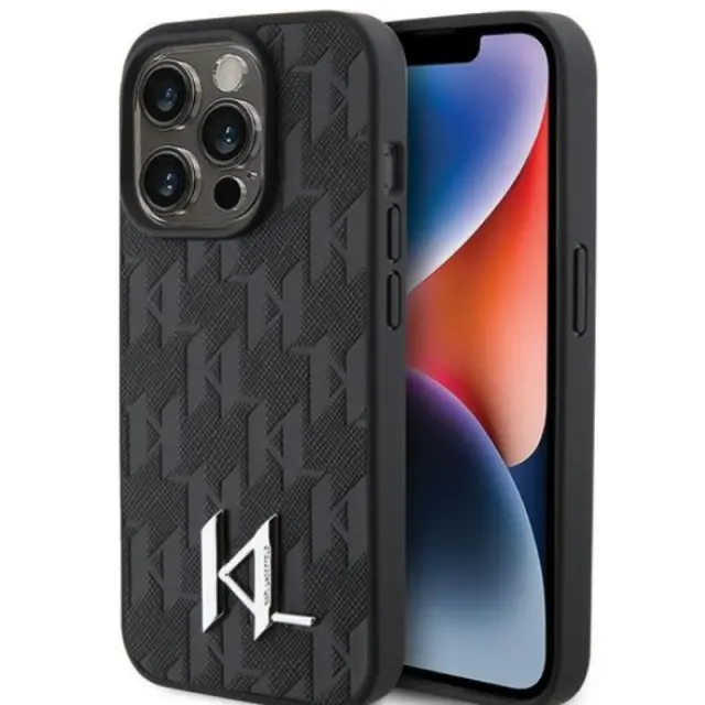Karl Lagerfeld Hot Stamp Kl Metal Logo Monogram Back Cover Σιλικόνης Μαύρο (iPhone 15 Pro)