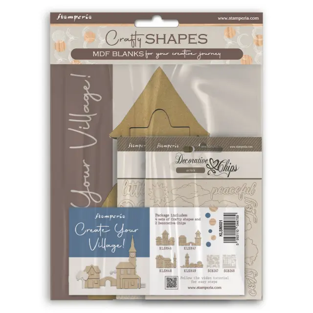Σετ με διακοσμητικά σχέδια MDF και chipboard, Village, Stamperia