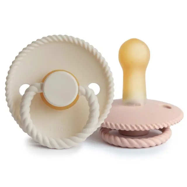 Σετ 2 Πιπίλες Latex FRIGG Rope Blush/Cream 6-18 Μηνών Baby Oliver