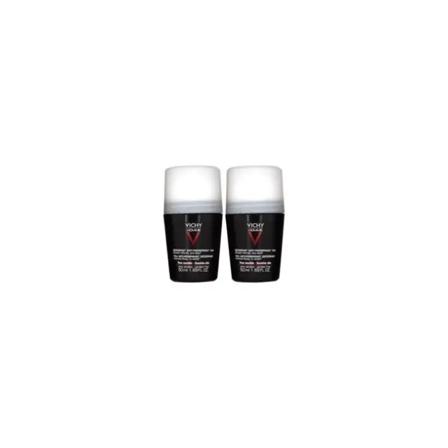 VICHY Homme Promo 48h Deodorant Roll-on Αποσμητικό Κατά του Ιδρώτα για Ευαίσθητες Επιδερμίδες 2x50ml με -50% στο 2ο Προϊόν 2