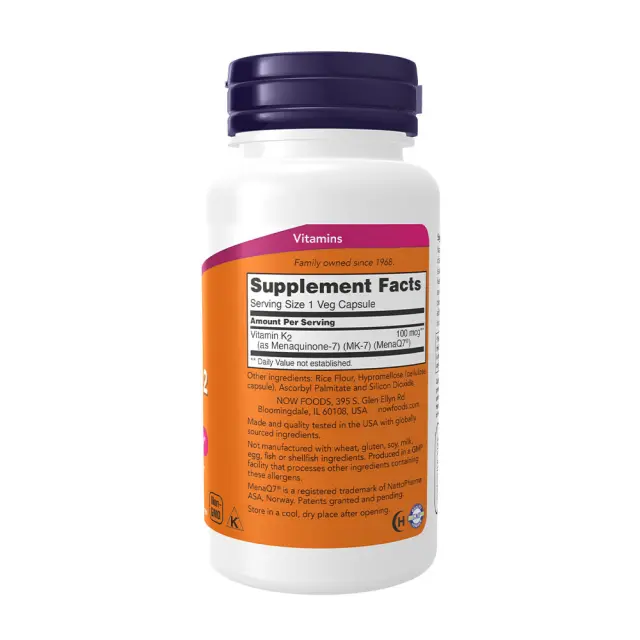 Now Foods MK-7 Vitamin K-2 100 mcg 120 Veg Capsules 2