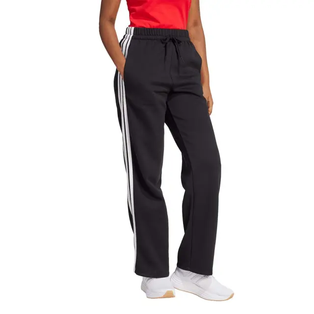 adidas Sportswear Women's 3-Stripes Open Hem Fleece Pants Μαύρο JE1300 (adidas Sportswear) - XSmall 3