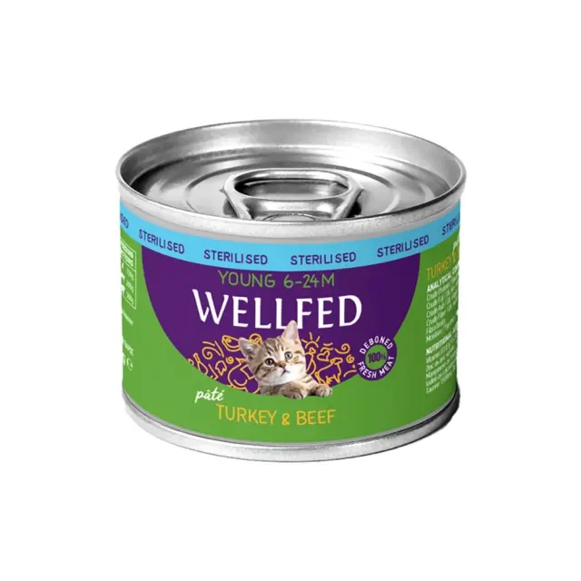 Wellfed Young Sterilised Κονσέρβα για Γατάκια με Γαλοπούλα & Βοδινό 200gr