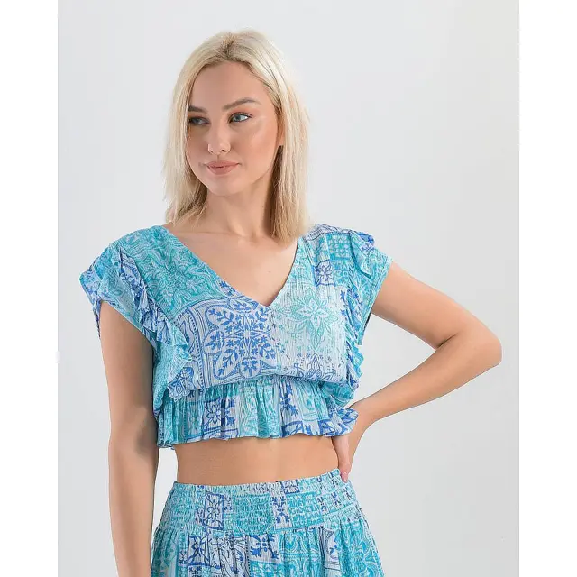Top-Μπλουζάκι Μπλε/Γαλάζιο Μέγεθος M 5-41-034-0082