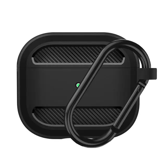 Techsuit - Carbon Θήκη Σιλικόνης με Γάντζο για AirPods 3 - Μαύρο